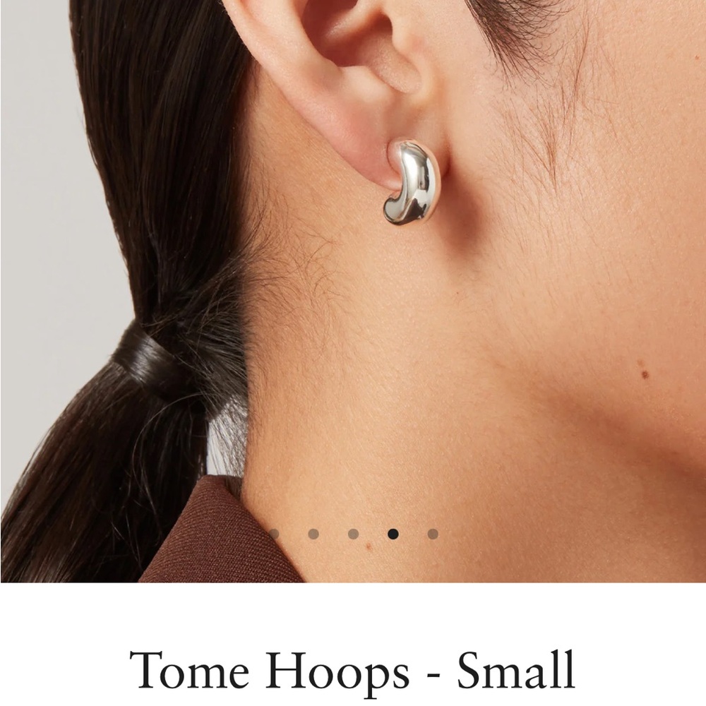 Jenny Bird Silver Tome Hoops Earrings - Picture 2 of 5